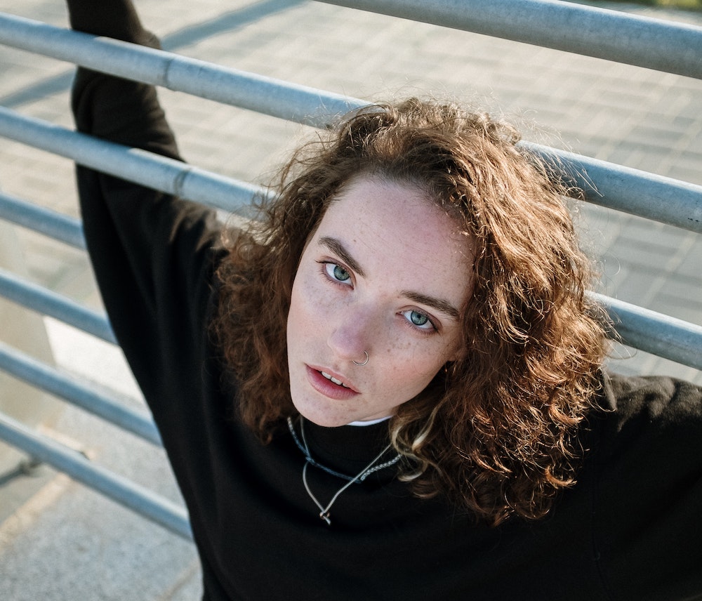 Person with nostril piercing